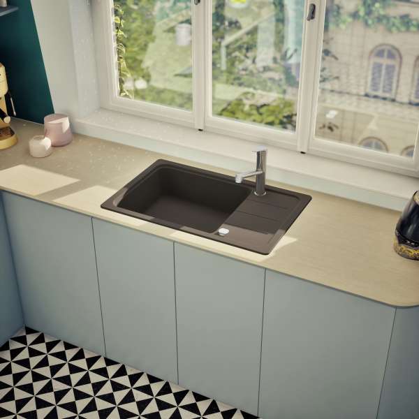 SCHOCK FOMD100LSAGON Formhaus D-100LS-A Onyx Unterschrank 60 cm Einbauspüle aufliegend CRISTALITE®